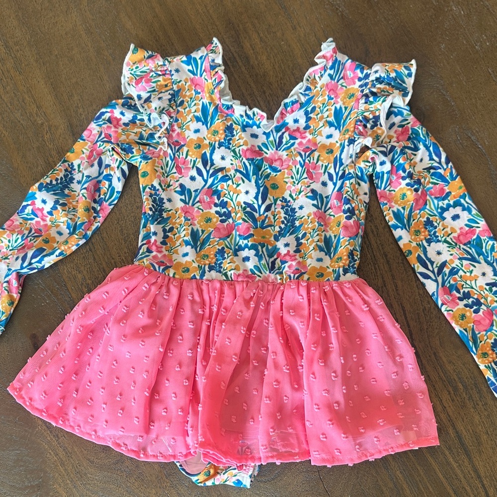 Cheeky Plum Floral Ruffle Leotard